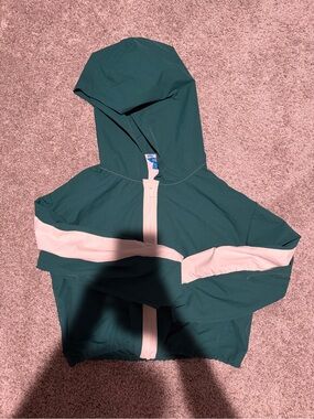 Prince Hooded Jacket in Teal and Light Pink